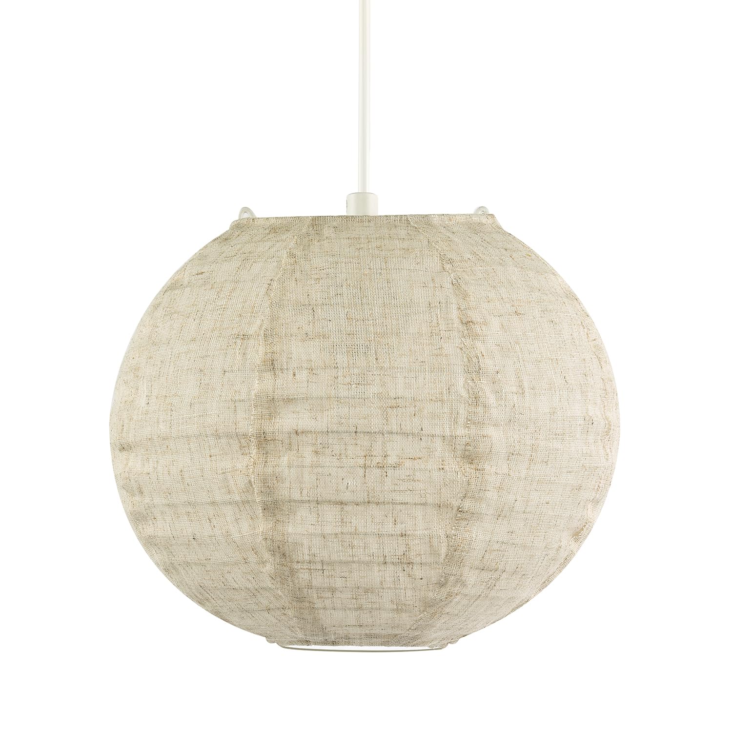 Happy Homewares Taupe Modern Chic Natural Linen Fabric Oatmeal Spherical Ceiling Pendant Lighting Shade | 25Cm Diameter | Unique Textured Effect By