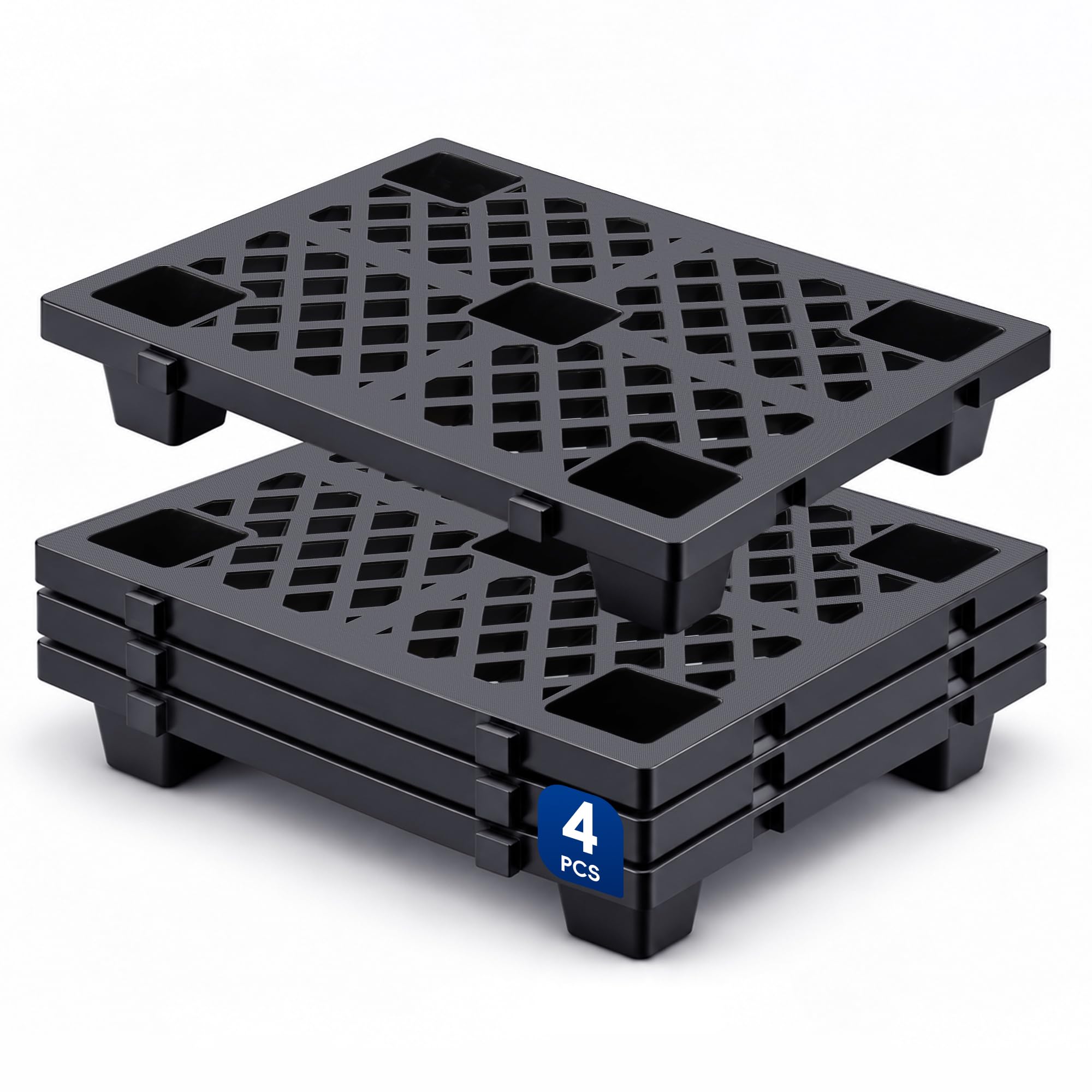 Chioratree 4 Pcs Plastic Pallets for Basement Storage,23.6''x15.8''x3.9'' | Nestable Ligh…