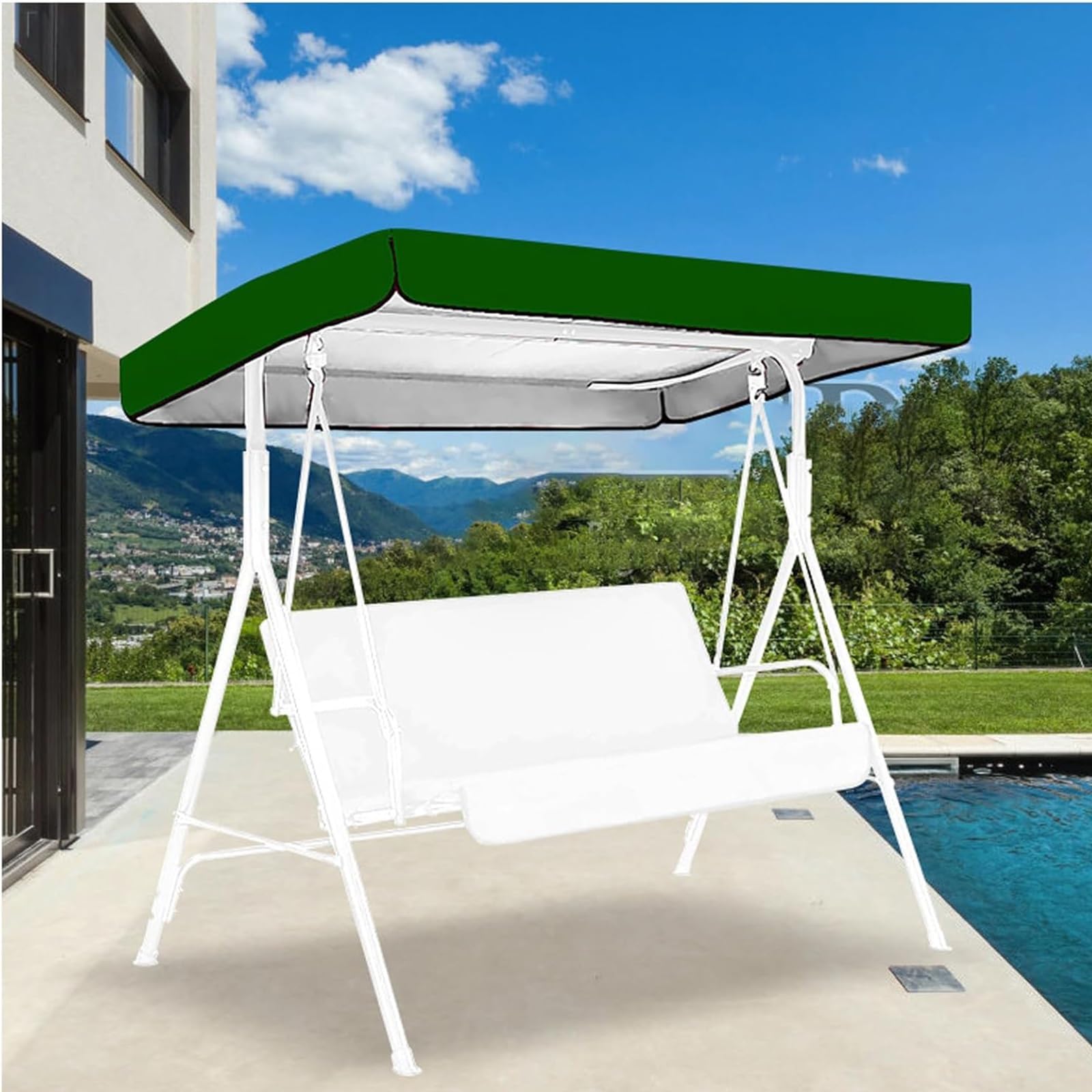Swing Canopy Replacement Cover 3 Seater - Waterproof Top Cover For Patio Garden Porch Swings - Patio Canopy Replacement(Beige)