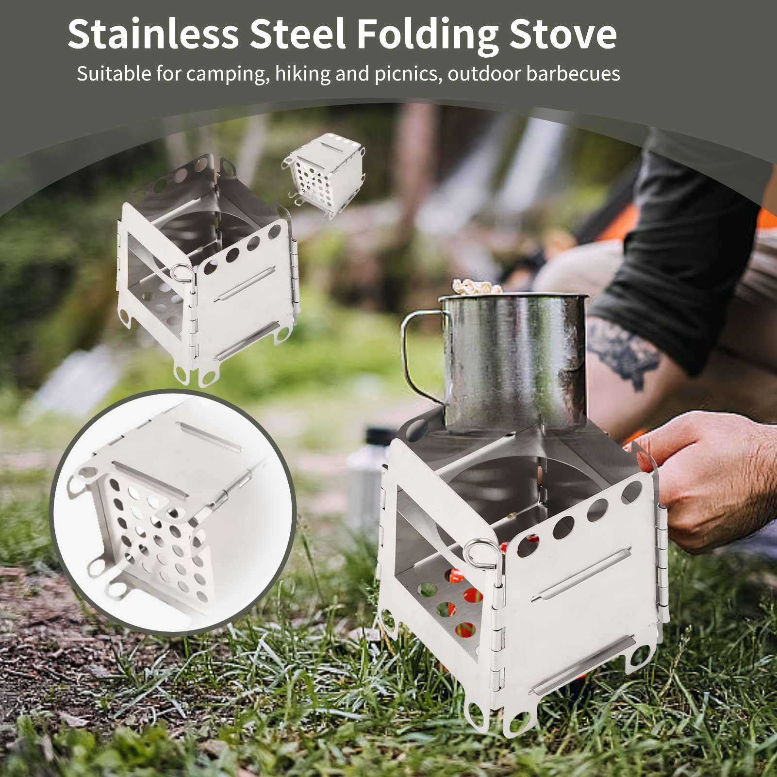 Fornello Da Campeggio Pieghevole Yusat – Tostapane Portatile In Acciaio Inox Per Picnic E Barbecue