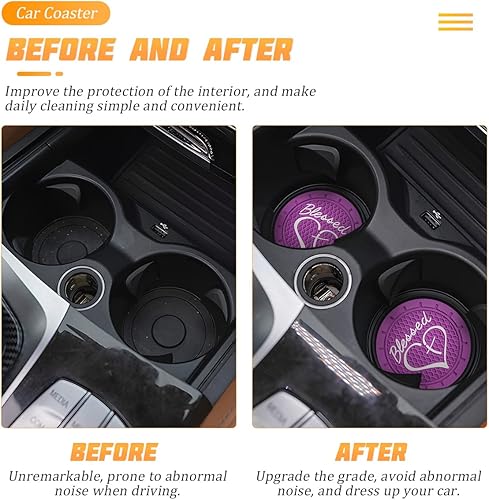 Miniatura 3 de AICEL Paquete de 4 posavasos para automóvil, 2.75 pulgadas, de PVC suave, portavasos para automóvil, portavasos para automóvil, diseño cristiano de