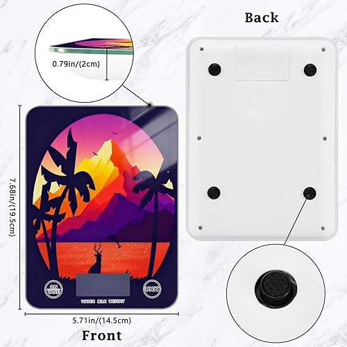 Miniatura 2 de Sunset Coconut Trees Retro Sea Black Dieting mini food scale 11lb0.18oz, 5kg5g waterproof oz gram scale with 4 unit for Cooking Cooking báscula para