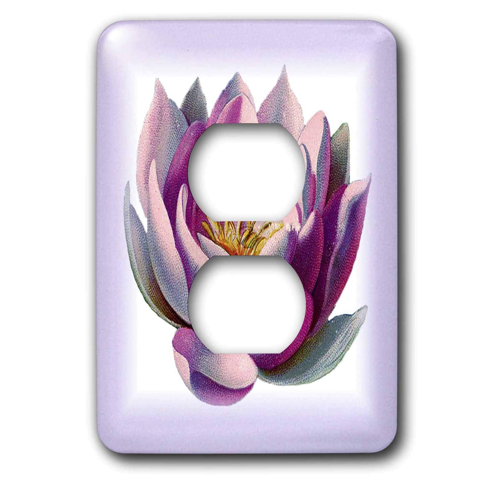 Lys vintage Rose N Violet 2 prises cache prise électrique décoratif fleur retro lsp_41659_6