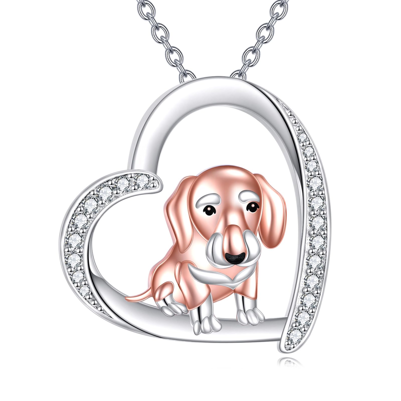 YFN Collares de perro de plata de ley con colgante de perro Boston Terrier, bulldog francés, perro salchicha, chihuahua, yorkshire terrier, collares de perro, joyería para mujeres y niñas