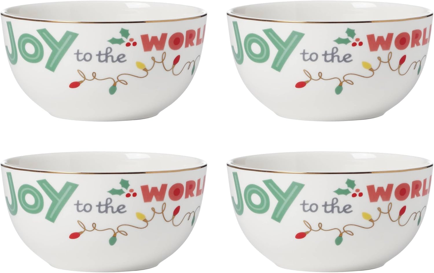 Lenox 896322 Snoopy Christmas All-Purpose Bowls, Set of 4, Holiday Dinnerware