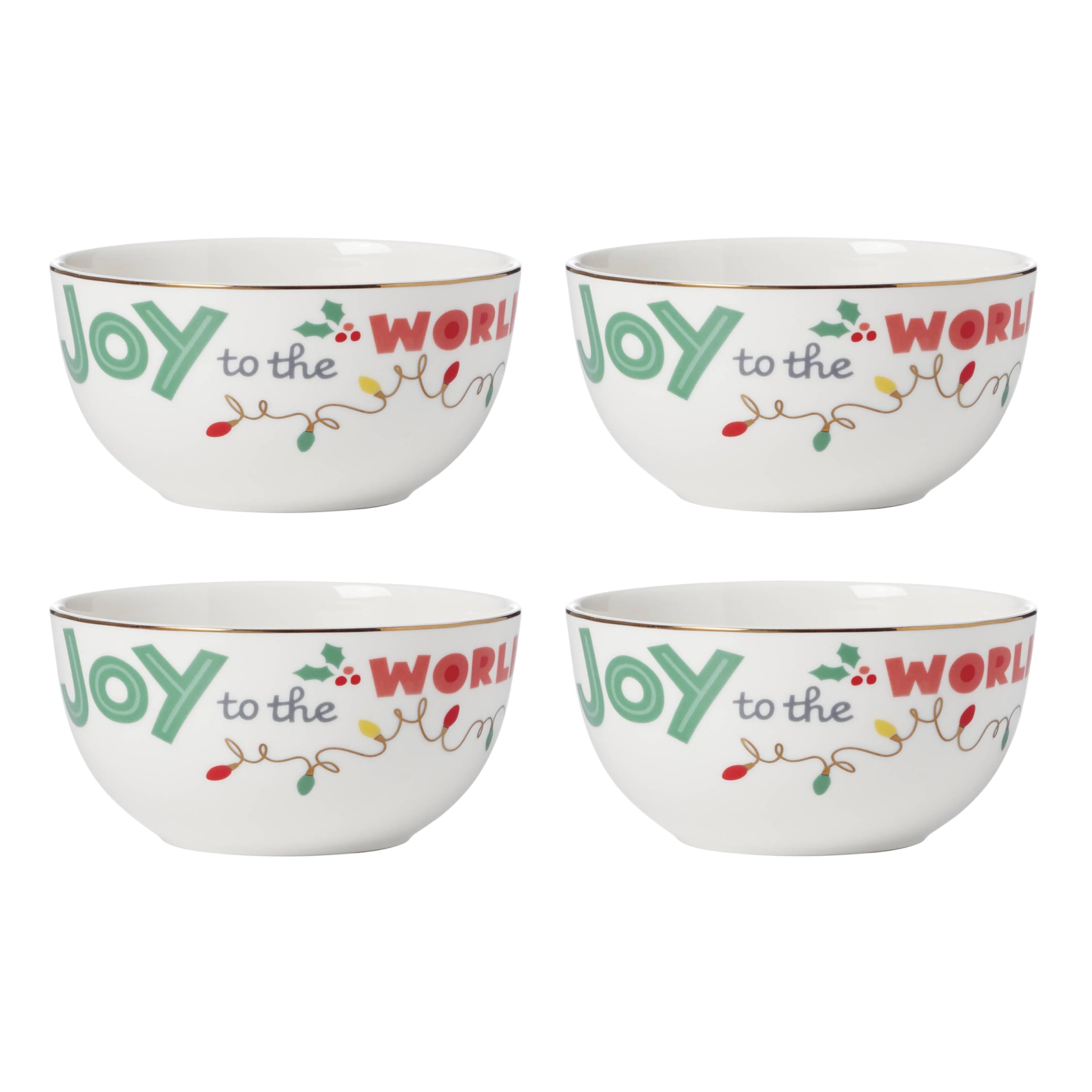 Lenox 896322 Snoopy Christmas All-Purpose Bowls, Set of 4, Holiday Dinnerware