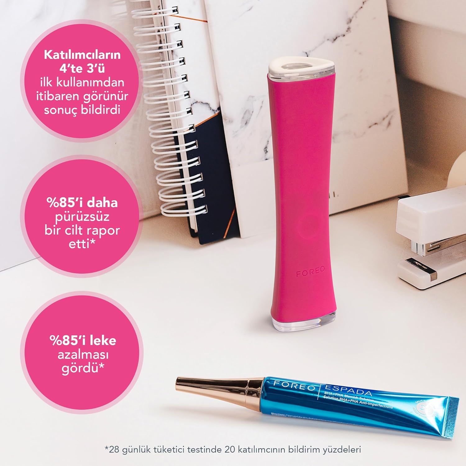 FOREO ESPADA 2 LED Light Device - Blemish Treatment Skincare Device - Medical-grade Silicone - Scar Treatment for Face - Pimple & Blemish Removal - FDA cleared - Fuchsia - Image 5