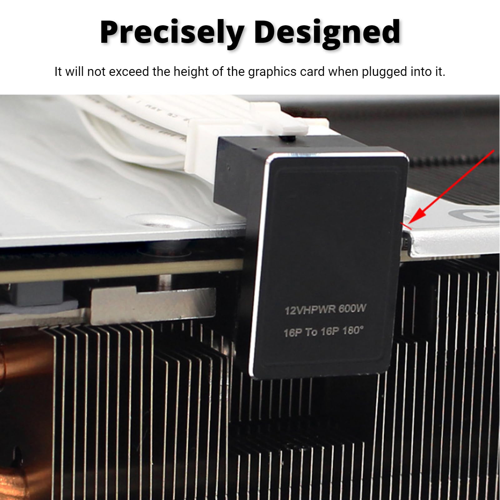 GPU PCIe 5.0 Connector, 600W 12V 180 Degree Angle HPWR ATX3.0 Power Adapter Board, 16P to 16P Male to Female GPU Power Supply for Desktop Graphics Card (PH316 Black)