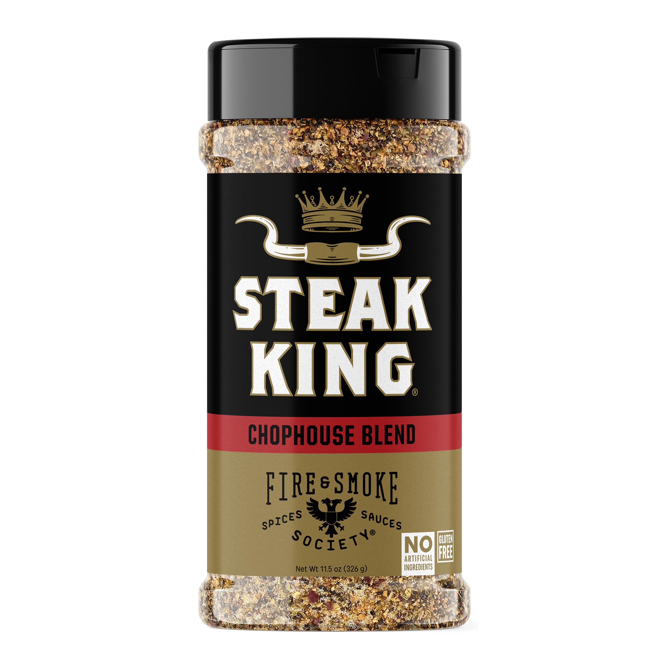 Fire & Smoke SocietySteak King Steak Seasoning | BBQ Rubs for Smoking and Grilling Meat | Filet Mignon, Ribeye, Beef, Lamb and Burgers | BBQ Rubs and Spices | Black pepper, Fennel, Oregano, Pink Peppercorns | XL 11.5 oz