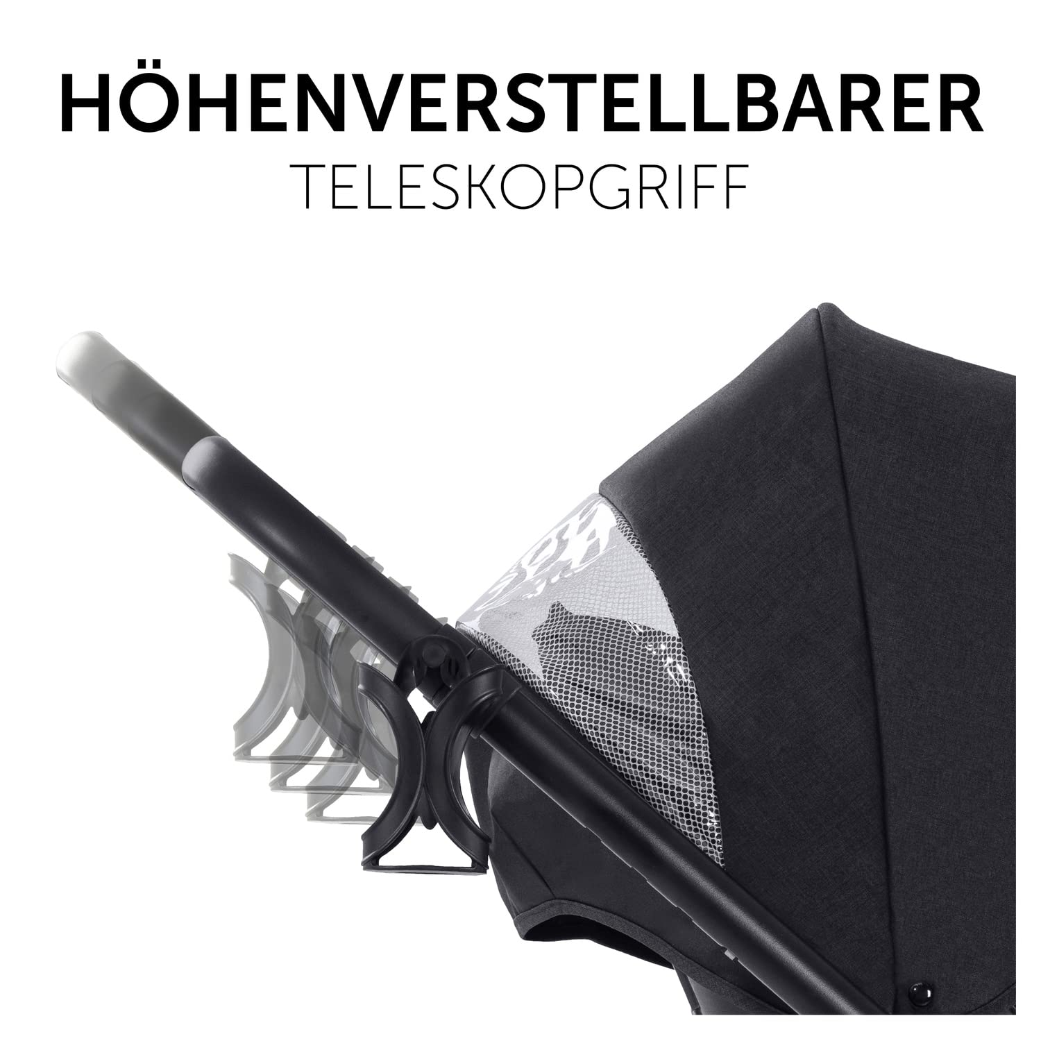 hauck 3in1 Kinderwagen Set Saturn R mit Babyschale, Babywanne & Buggy Sitz mit Liegefunktion, ab Geburt bis 22 kg, zusammenklappbar - Melange Schwarz