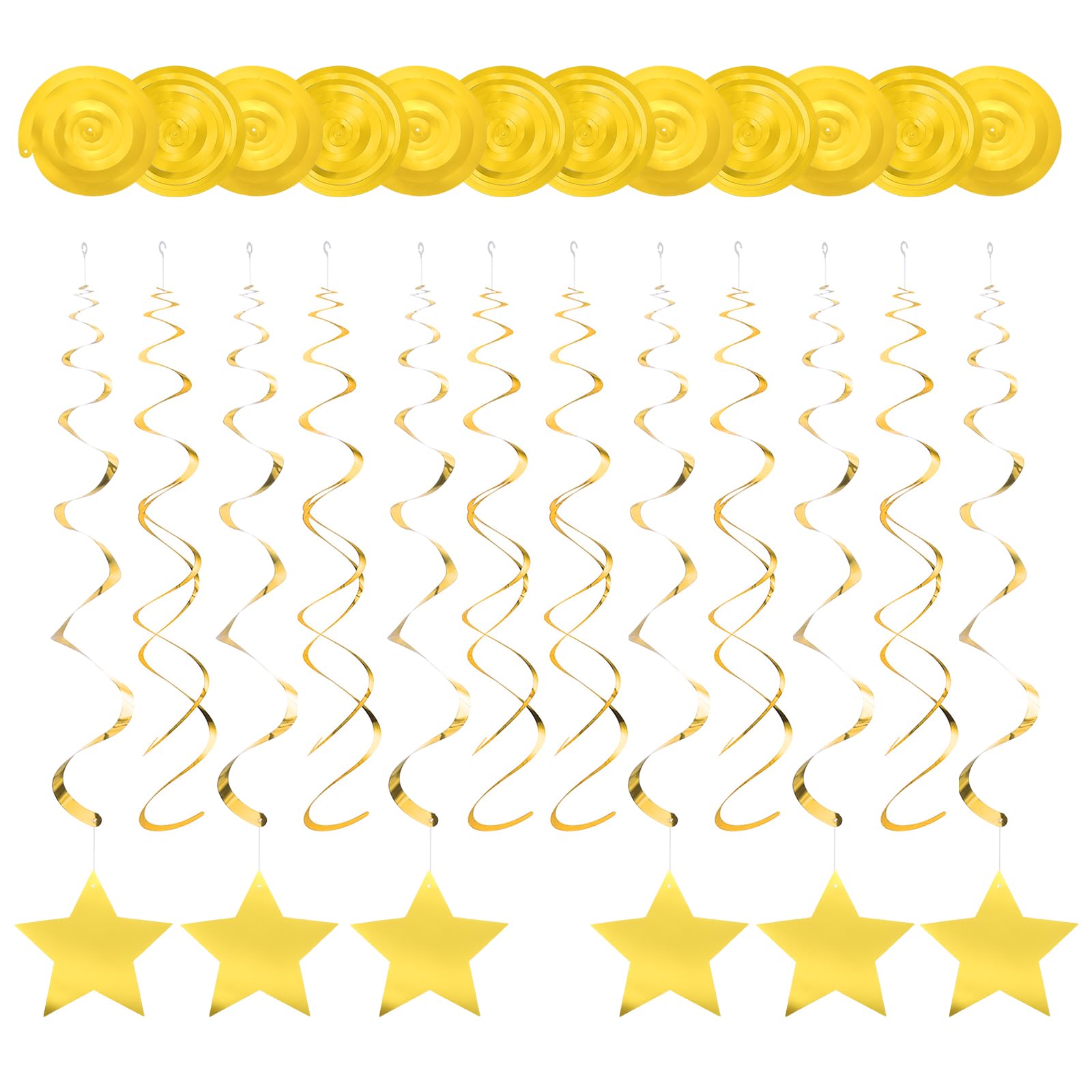 Muiltvoe 12pcs Pink Stars Hanging Swirls Decorations, 28" Plastic Spiral Party Streamers Ceiling Decoration for Birthday Anniversary Celebration Christmas