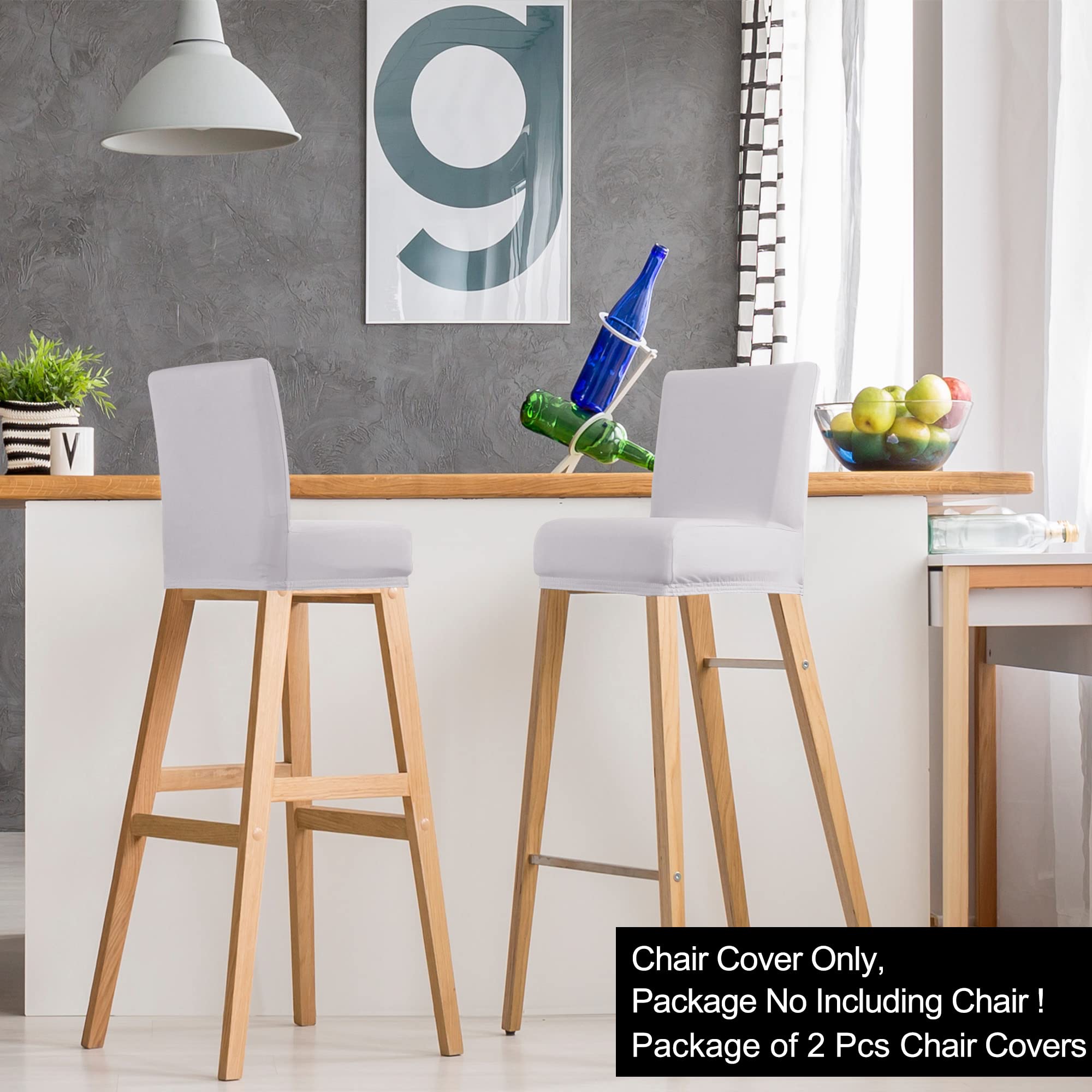PiccoCasa Set of 2 Bar Stool Covers with Elastic Bottom, Stretch & Removable Dining Chair Covers for Pub Counter - Image 2