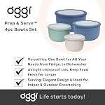Oggi Ensemble de 4 Préparation, stockage & Servir les bols en plastique - w/See-Thru Lids- Lave-vaisselle, Micro-ondes & Congélateur en sécurité, (0.7, 1.4, 2.6, 4 Quarts) - Multicolore