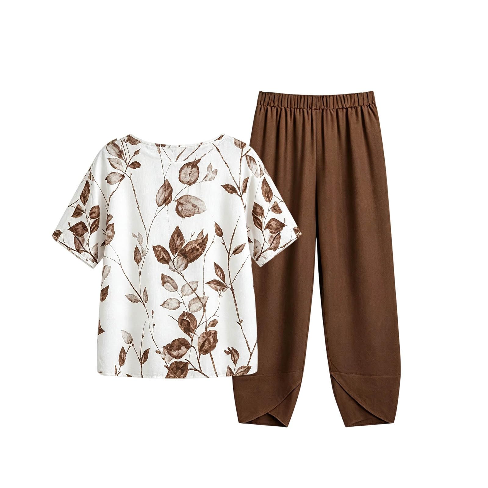Set da 2 pezzi da spiaggia rilassato con pantaloni dal taglio ampio per le vacanze, versatile da abbinare con scarpe da ginnastica casual, ideale per tutti i giorni e l'ufficio tutto l'anno