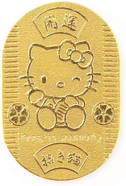 [ハローキティ] Hello Kitty 純金小判 24金小判 10g 開運小判 招き猫(39&times;26㎜) JKBKT 110