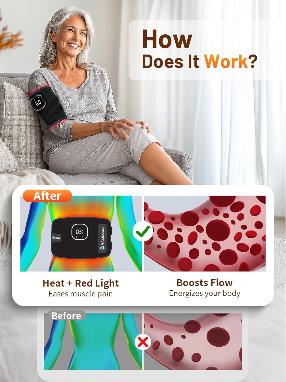 Red Light Therapy for Body, 5 Modes 3000mAh Cord-Free Controller, 15"x7.1" Infrared Light Pad with 3-in-1 LED Bead 660nm & 850nm for Back Waist Shoulder Knee Leg Muscle - Image 3