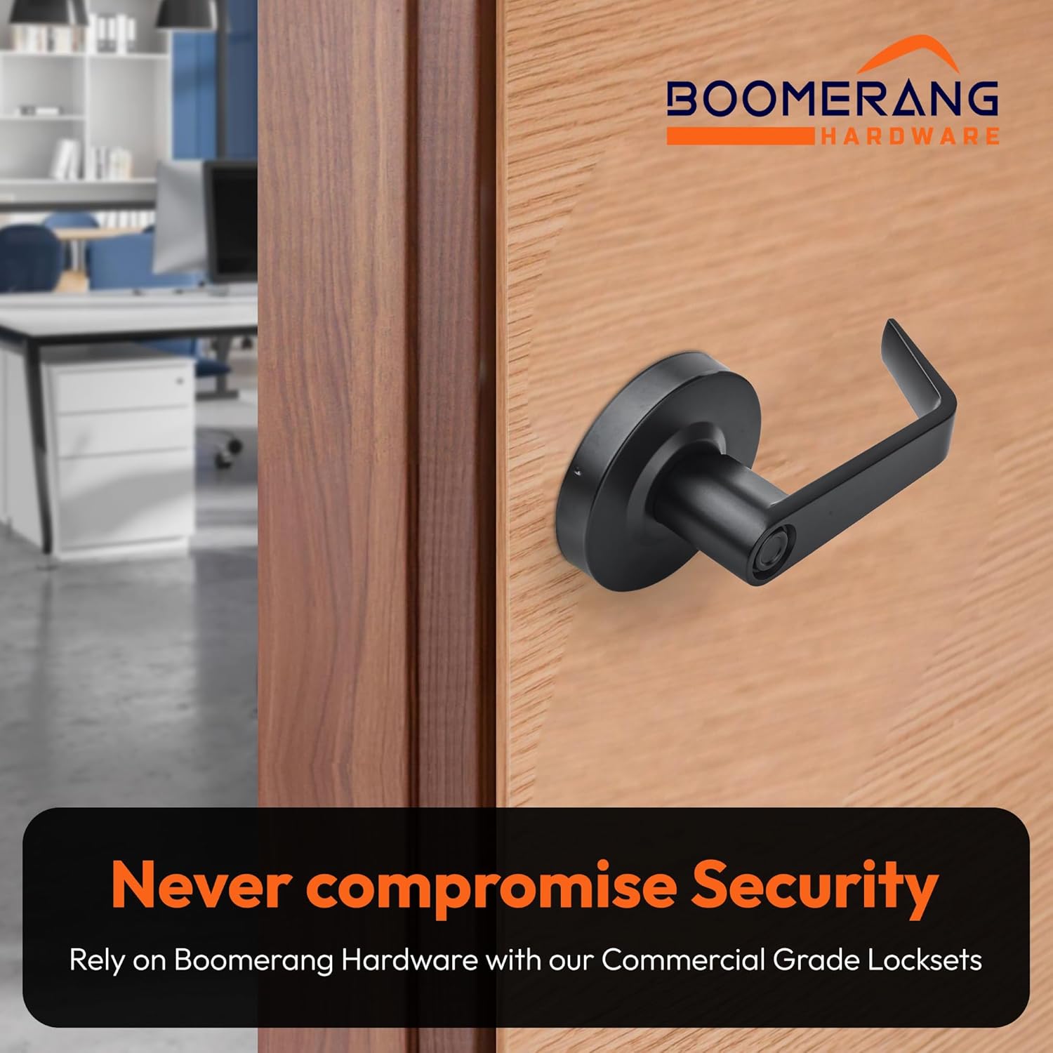 Boomerang Entry w/Clutch Function - ADA Commercial Door Lever Lock - Heavy-Duty Locking Door Handle, Cylindrical Lever Lock, Non-Handed Grade 2, Matte Black (US19), Entrance/Keylock w/Clutch