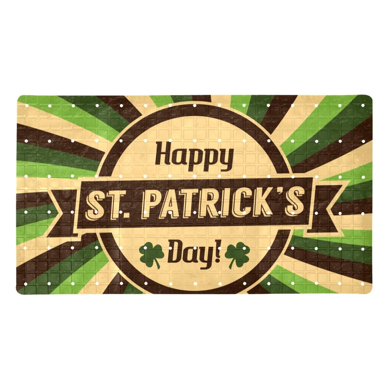 Tapis de bain pour baignoire vintage Saint Patrick lavable en PVC