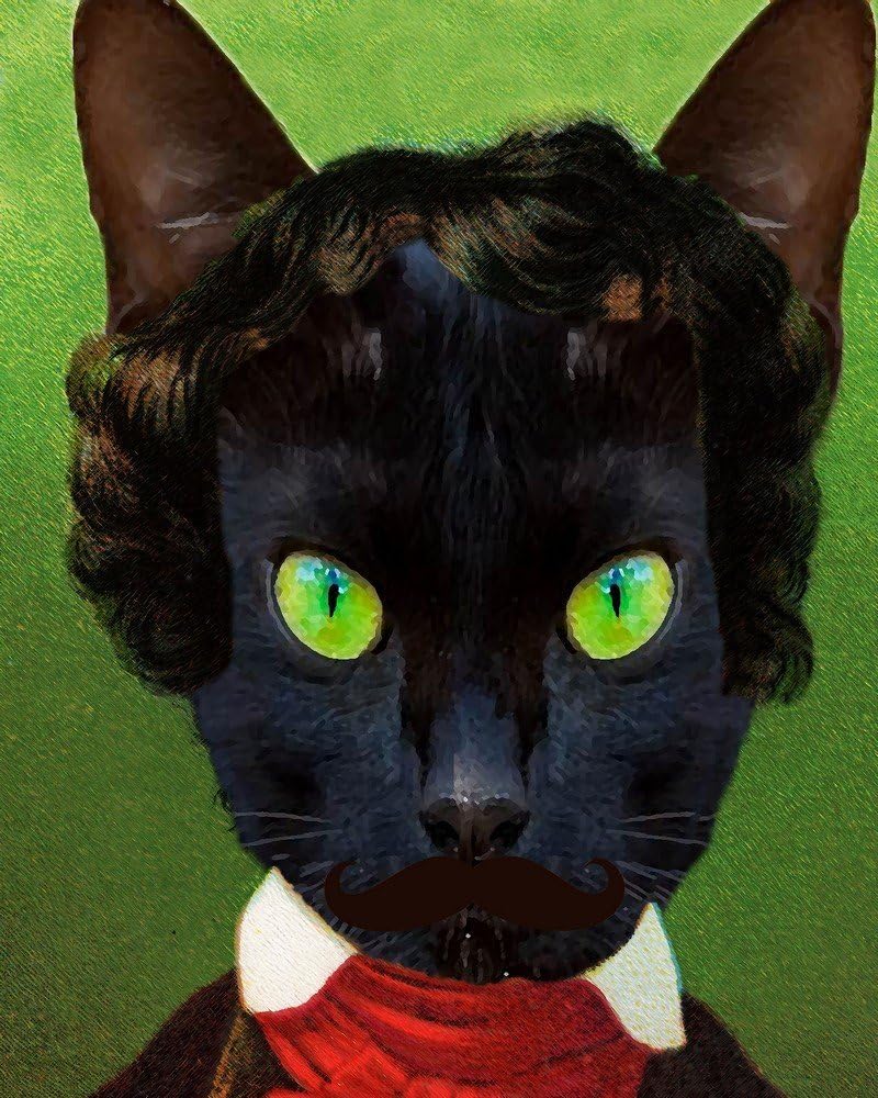 EDGAR ALLAN POE kitty cat man portrait altered anthro art print