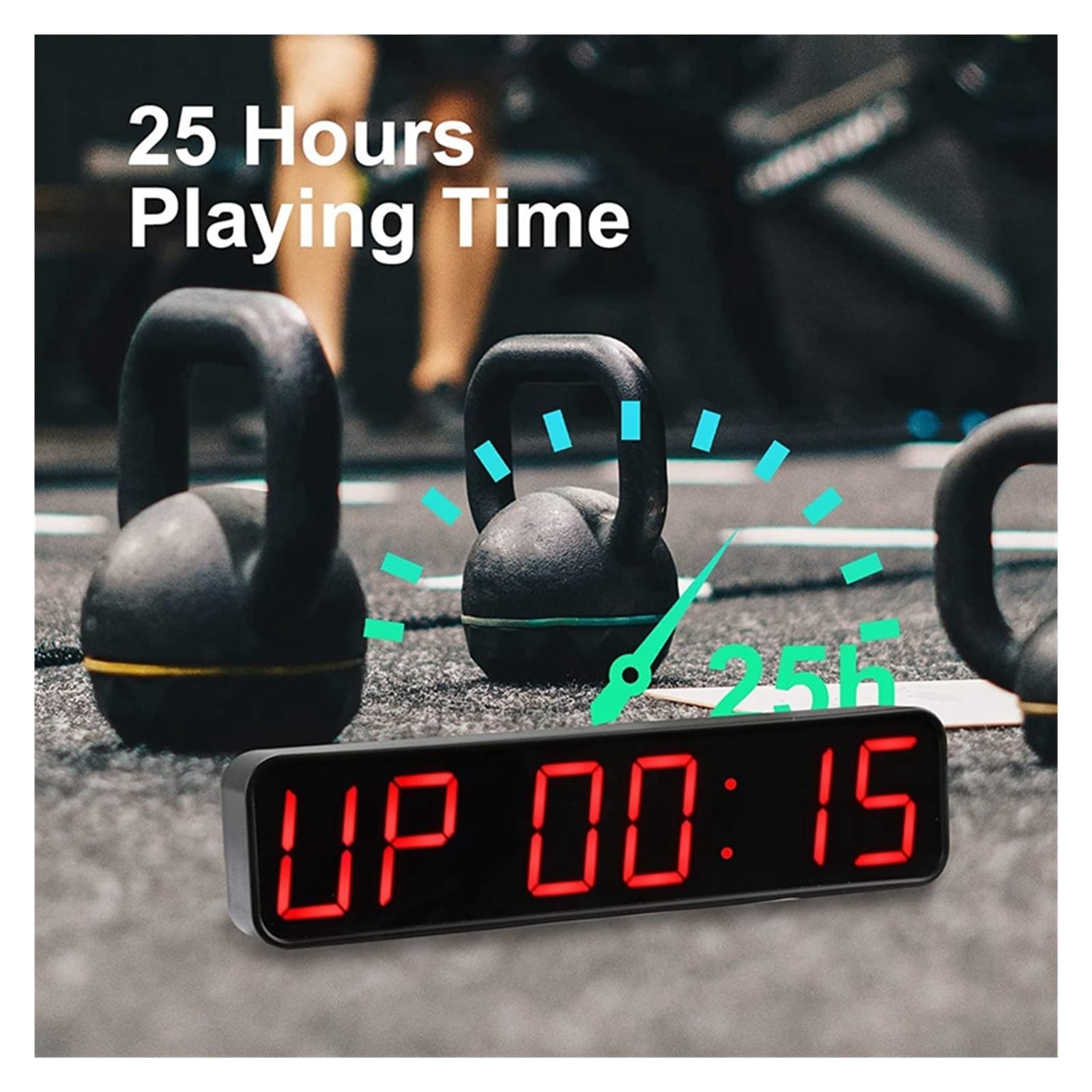 Countdown Timer, Timer a intervalli portatile Ampio display digitale a LED antivertigini, orologio da allenamento for palestra di casa, gara, fitness