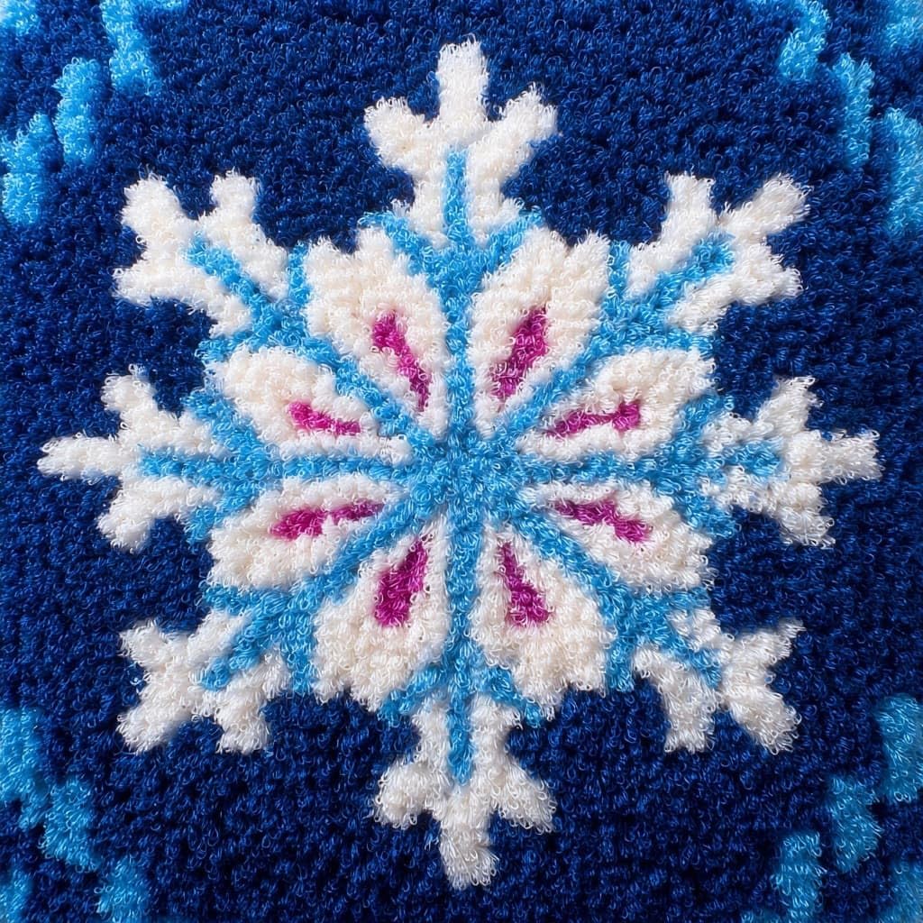 Henypt Latch Hook Cushion Kits for Beginners Snowflake
