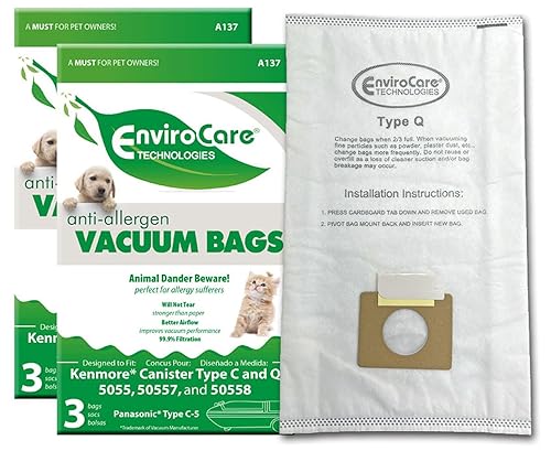 Envirocare Replacement Allergen Vacuum Bags for Kenmore Canister Type C