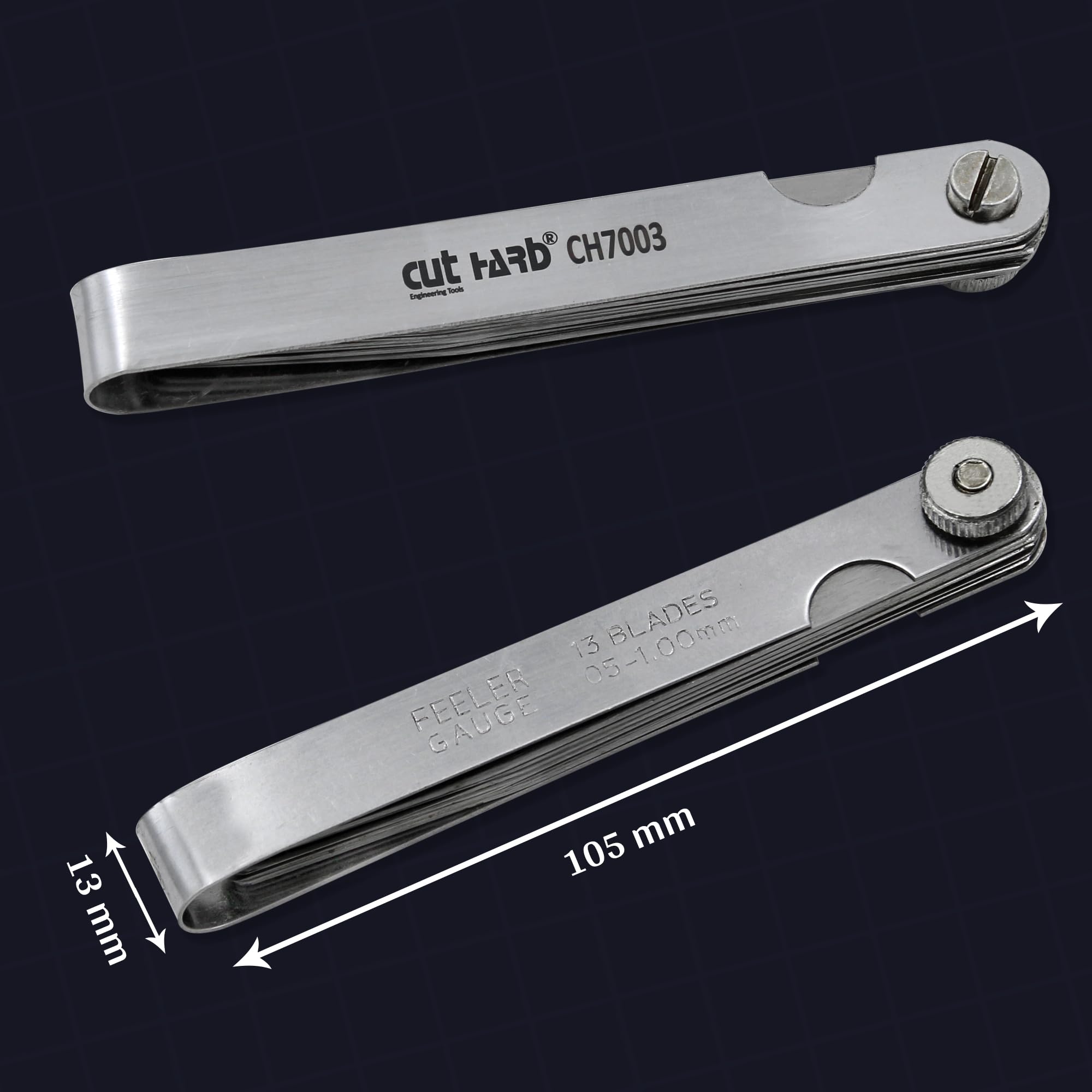 CUTHARD Thickness Feeler Gauge with 13 Blades (4”/100mm), 0.05mm to 1.00mm, Stainless Steel Valve Measuring Tool 2