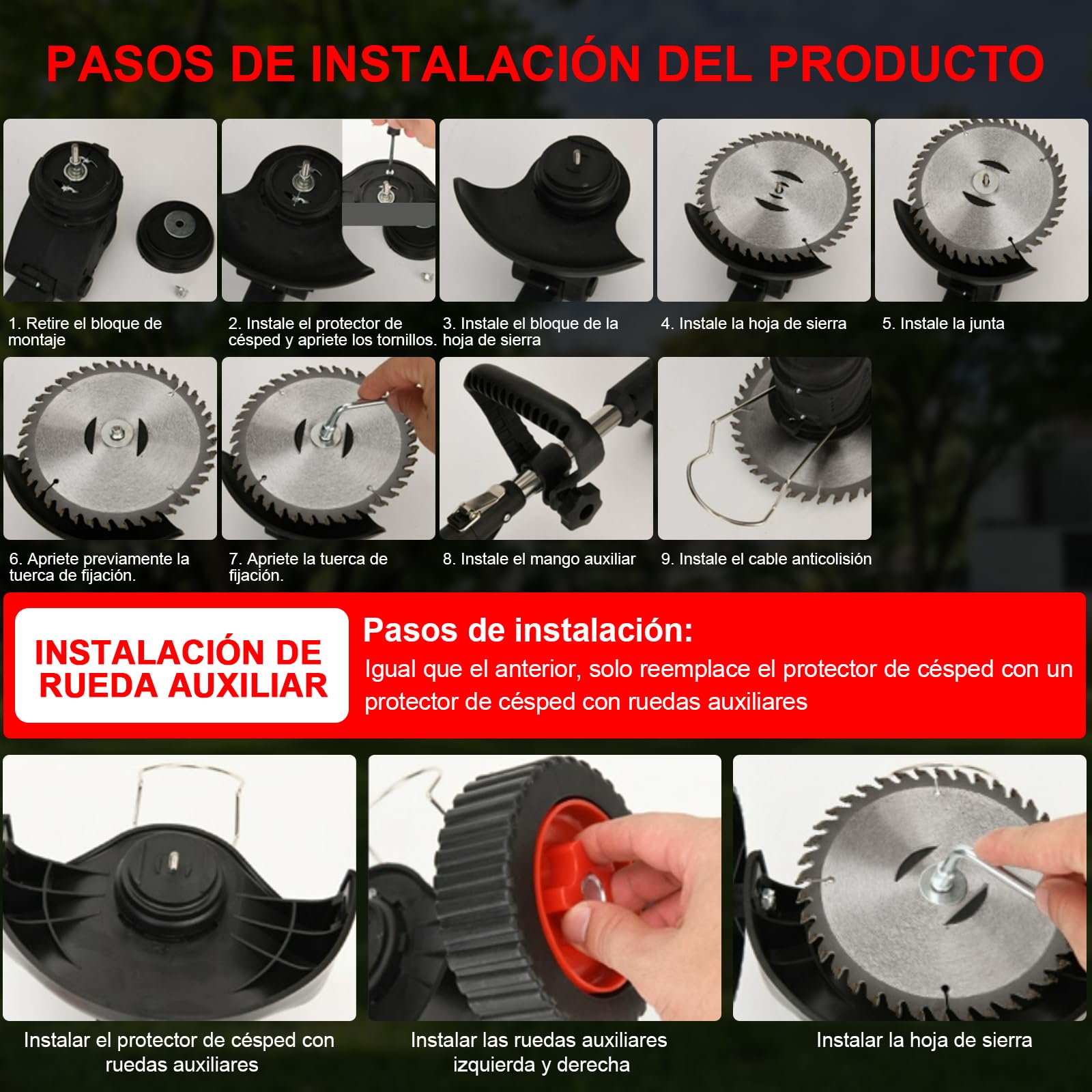 Desbrozadora eléctrica con 2 baterías, compatible con baterías de 21 V, motor sin escobillas, cortadora de césped manual, para cortar bordes