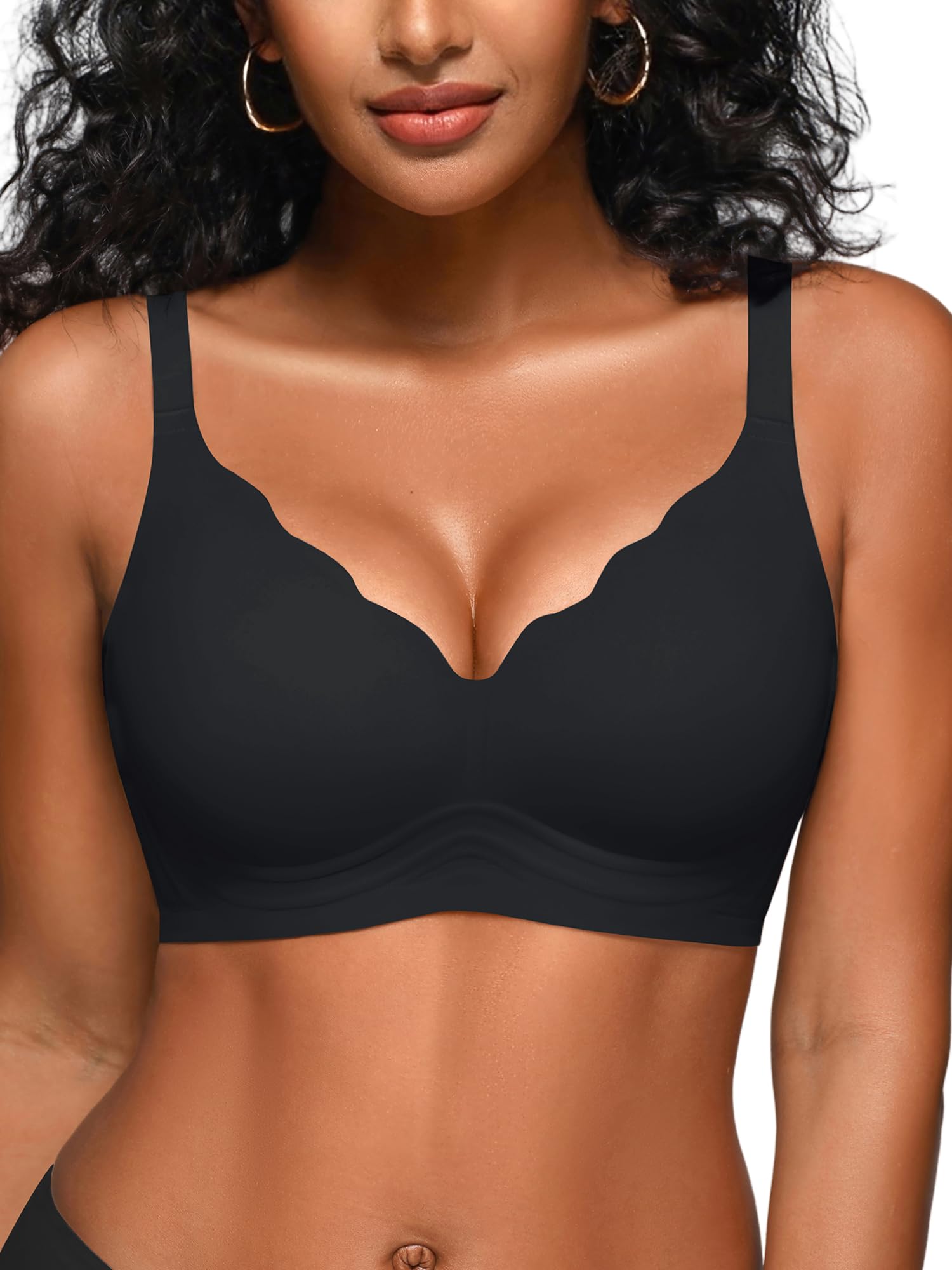 Nahtloser BH Damen ohne Bügel S-2XL Push Up Komfort Jelly-BH softer Halt | V-Ausschnitt Gepolstert Bequem T-shirt Bra, Doppelte W-Jelly-Unterstützung, Schlaf & Alltags BH