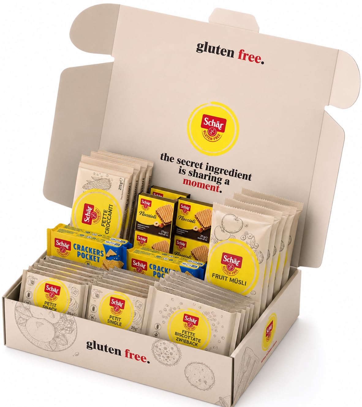 Breakfast Box Senza Glutine Monoporzioni Colazione 1,105 Kg Assortimento Snack Dolci E Salati Per Hotel B&B Bar Catering Con Biscotti Crackers Muesli E Fette Biscottate
