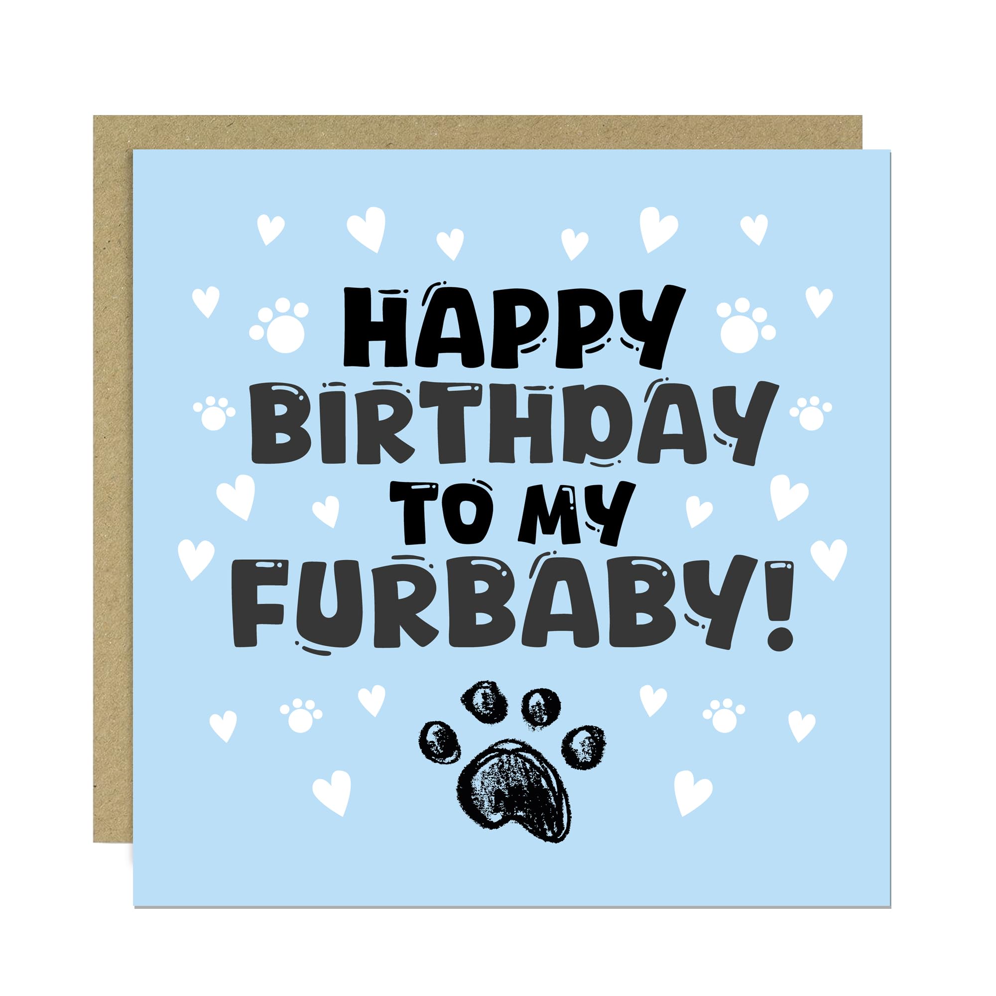 RED OCEAN Happy Birthday Card For The Dog Cat Furbaby From Pet Owner Happy Birthday To My Furbaby Dog Cat Lover Card With Kraft Envelope