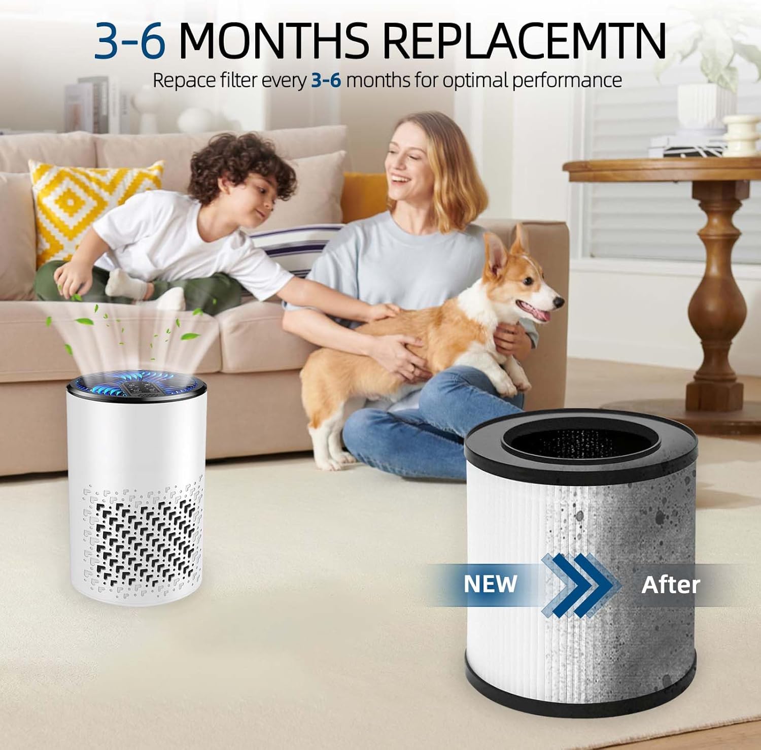 KJ067L Air Purifier Replacement Filter: for MOOKA KJ067L, 3-in-1 High-performance Filter with True Air Filter, Activated Carbon and Pre-filter for Smoke, Dust, Pet Odors, 2 - Pack - Image 6
