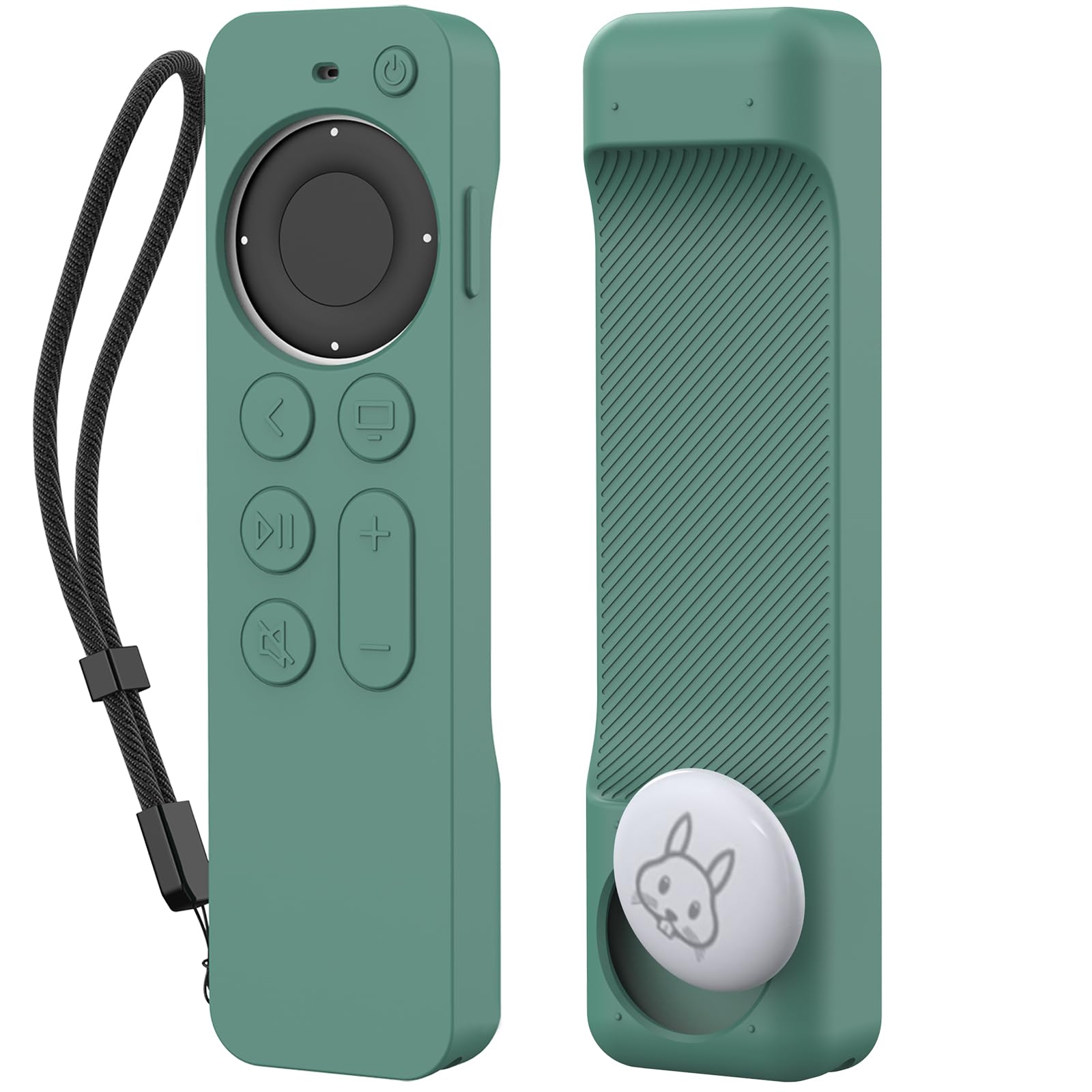 AhaStyle Case Compatible with 2022 Apple TV 4K HD Siri Remote 3rd Generation [AirTag Holder Built in] All Around Cover Apple TV Remote/Siri Remote (2nd) and AirTag (Pine Green)