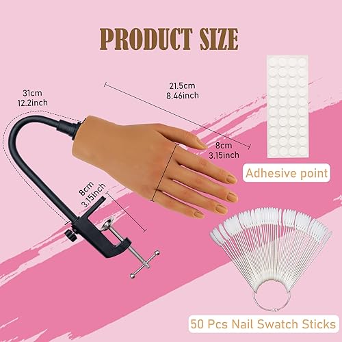 Miniatura 3 de Mano de práctica de silicona para uñas acrílicas, práctica de mano de uñas de silicona, mano de uñas de silicona para espectáculos, mano de