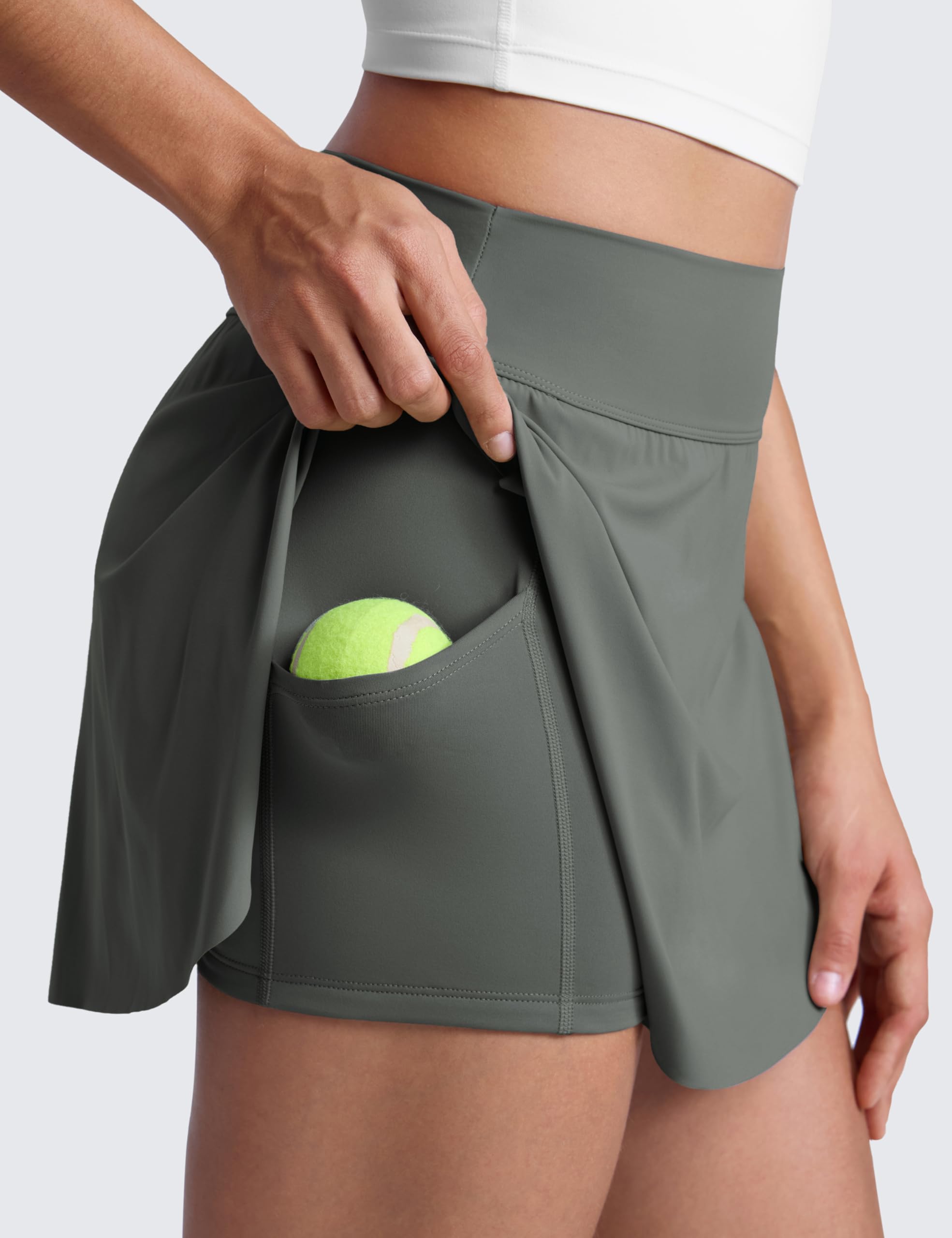 CRZ YOGA Damen Tennisrock Hohe Taille Seitenschlitz Running Workout Athletic Minirock A-Linie Skort mit Taschen