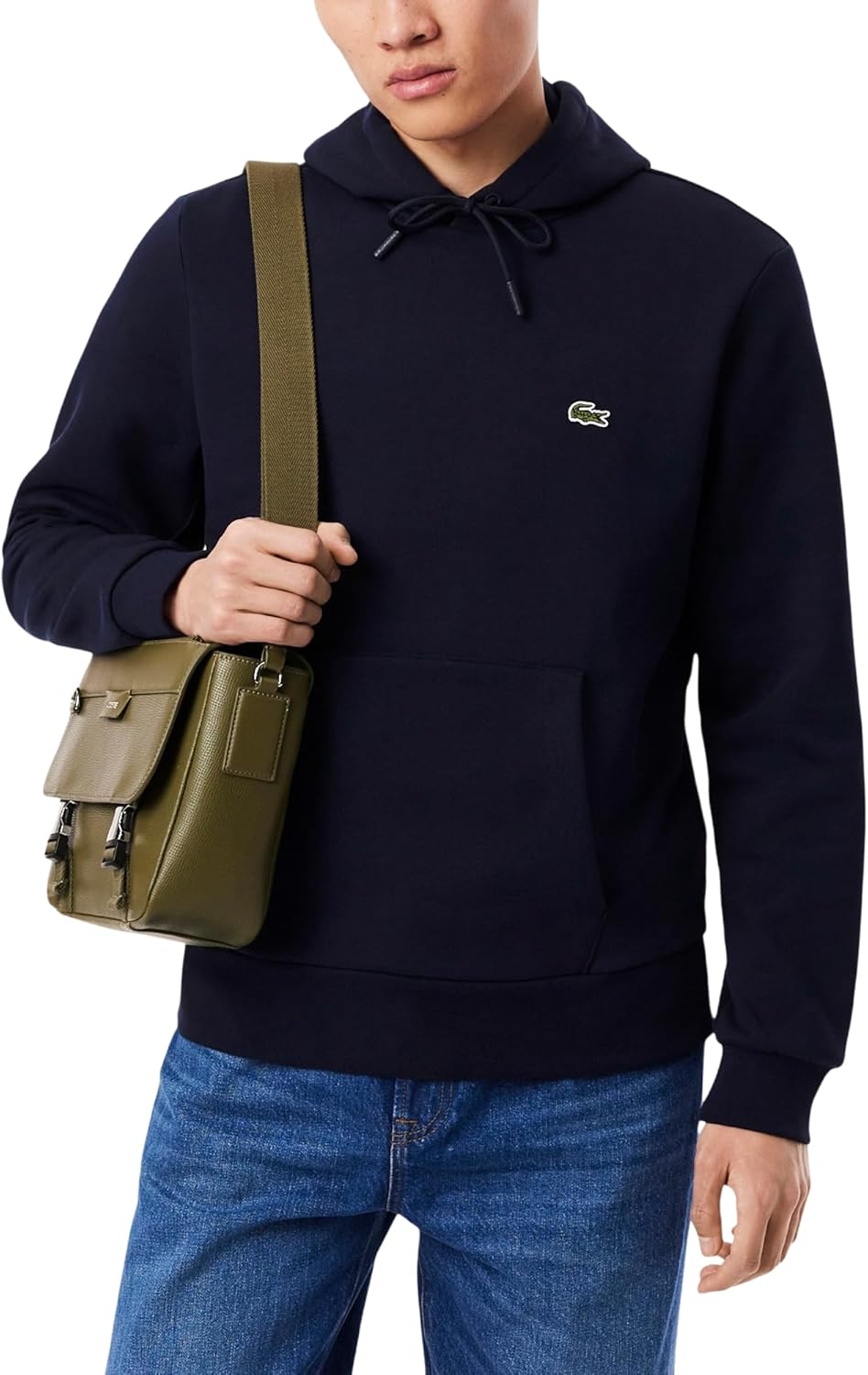 Lacoste mens Men's Long Sleeve Solid Pop Over SweaterSweatshirt