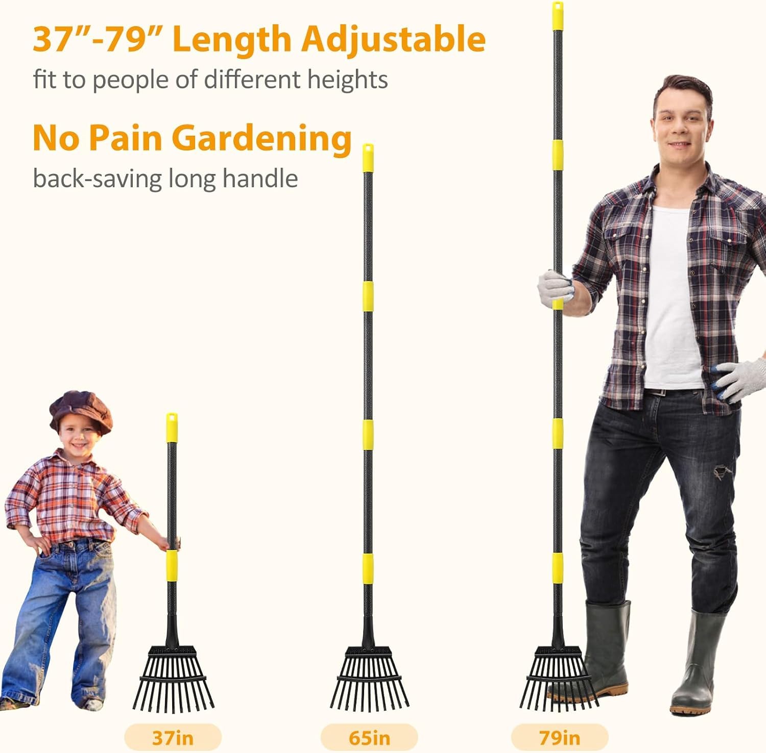 Kit Nettoyage Jardin : Râteau à Feuilles Réglable + Sac 120L + 2 Pelles (Longueur 94-238 Cm)