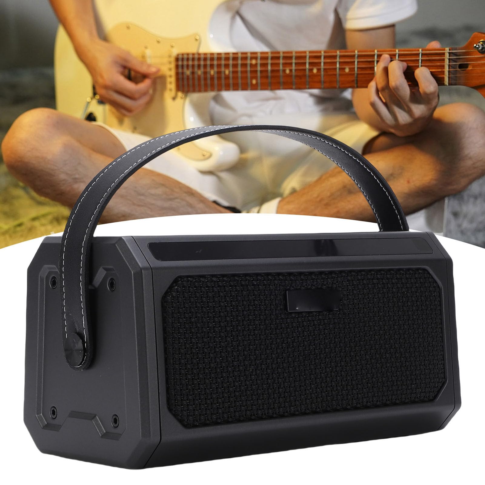 Fockety Amplificatore per Chitarra Elettrica da 10 W, Amplificatore Combinato per Basso Portatile con Altoparlante, Jack per Cuffie, Ingresso Aux, Volume, Controlli di Guadagno