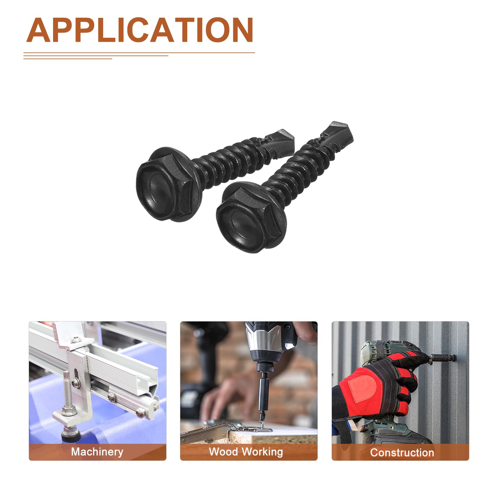 DTGN #10x1" Hex Washer Head Self Drilling Screws, 50Pack, Good for Machine, 410 Stainless Steel Black Oxide - Image 4