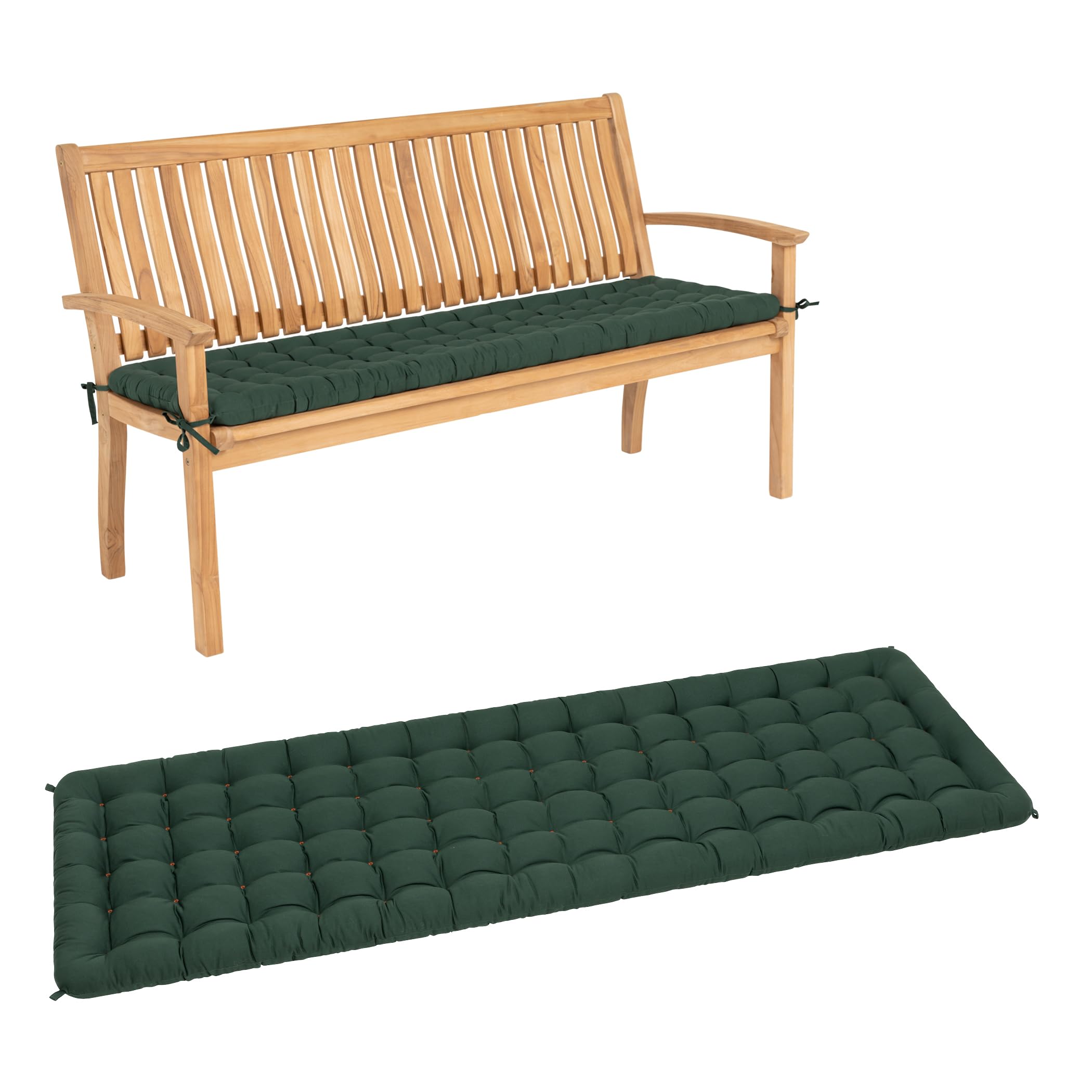 HAVE A SEAT Living - Gartenbank Auflage 110 cm - Bequeme Bankauflage Outdoor, 7 cm Dick - Waschbar bis 95°C, Orthopädisch, Wetterfest - Made in Germany (110x48 cm, Moosgrün)
