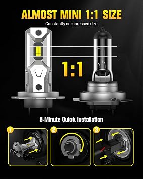 H7 LED Headlight Bulbs 30000LM 1:1 Mini Conversion Kit