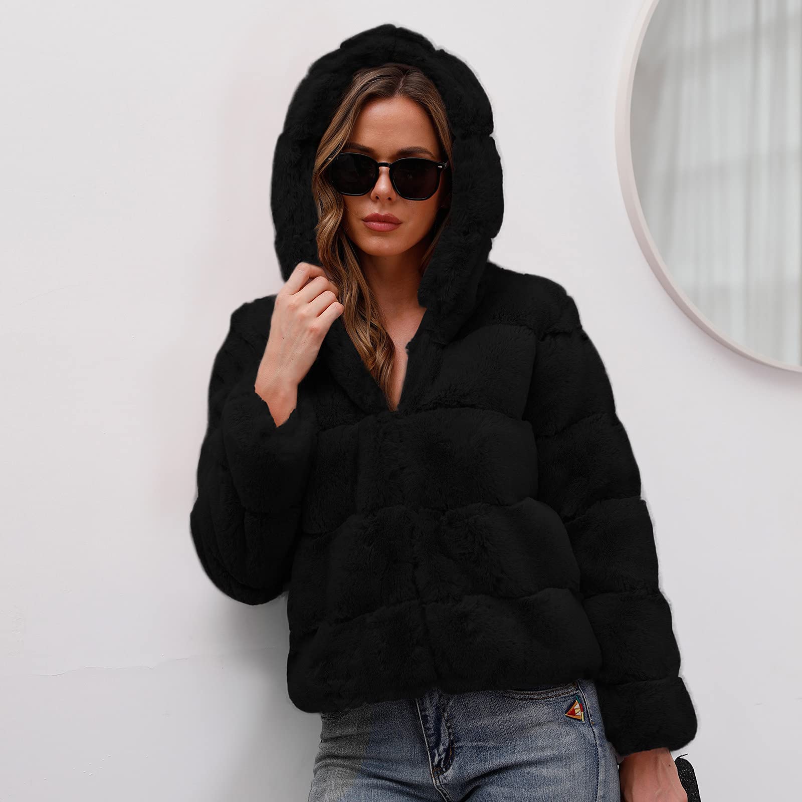KHIRVWL Donna Cappotto Pelliccia Sintetica Morbida Cappotto Corto in Pelliccia Leopardata Giacca in Pelliccia Sintetica Giacca Invernale Corta Giacca in Pelliccia Sintetica a Maniche Lunghe