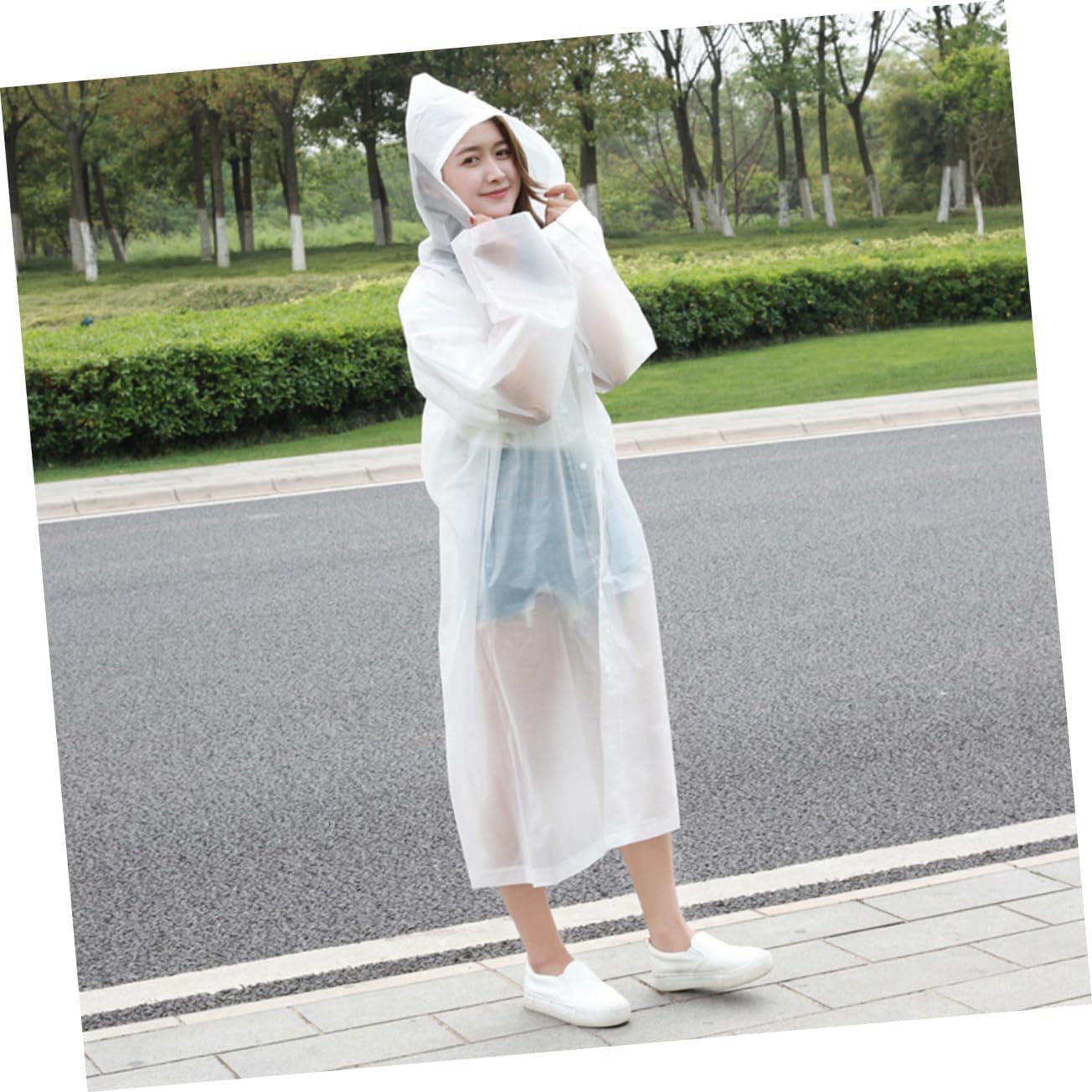 2pcs Adult Rain Poncho Hood and Sleeves Lightweight Raincoat for Camping and Outdoor Activities