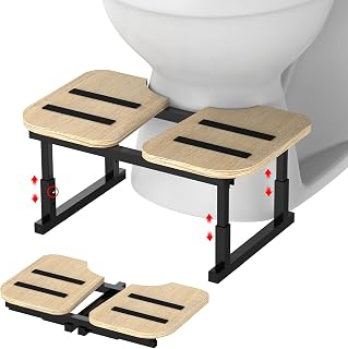 LIANTRAL Wooden Toilet Stool for Adults Kids - Foldable Squatting Potty Stool for Bathroom, Poop Step Stool with Non-Slip Strip, Helps Natural Poop Position & Toilet Assistance, Natural Color