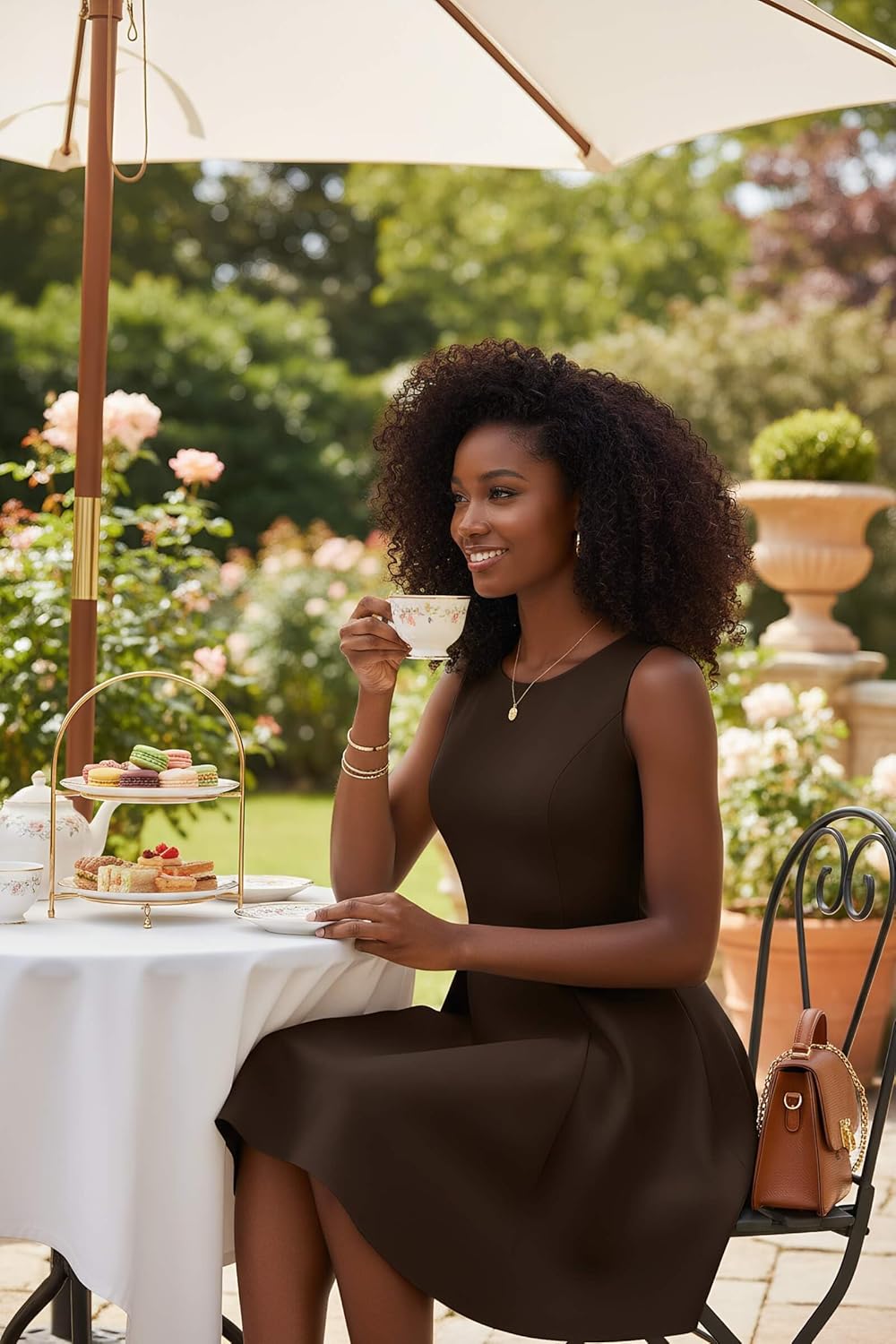 Nmoder Women's Sleeveless A-Line Fit and Flare Little Short Dress Summer Crewneck High Waist Mini Party Dresses - Image 3