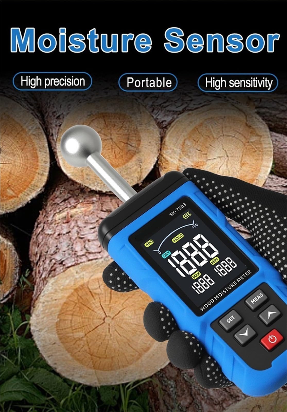 Cyfrowy miernik wilgotności drewna Bezdotykowy higrometr Detektor wilgoci drewna Ekran LCD Tester wilgotności ściany i podłogi Detektor wilgoci,Zapewnienie trwałości