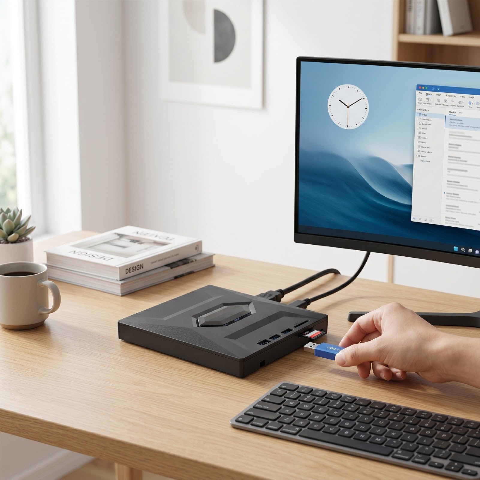 Asixxsix Lecteur Blu Ray Externe, Graveur CD DVD USB 3.0 et USB C | Installation facile (Plug and Play), bande passante de 5 Gbit/s, câble USB double, compatible avec Window 2000 XP