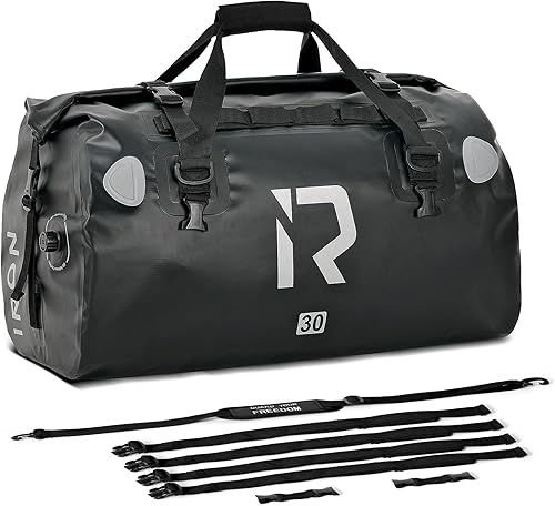 Miniatura 9 de IRON JIA'S Bolsa seca para motocicleta  Bolsa impermeable y bolsa trasera de equipaje, bolsas de sillín con cierre superior enrollable, correas para