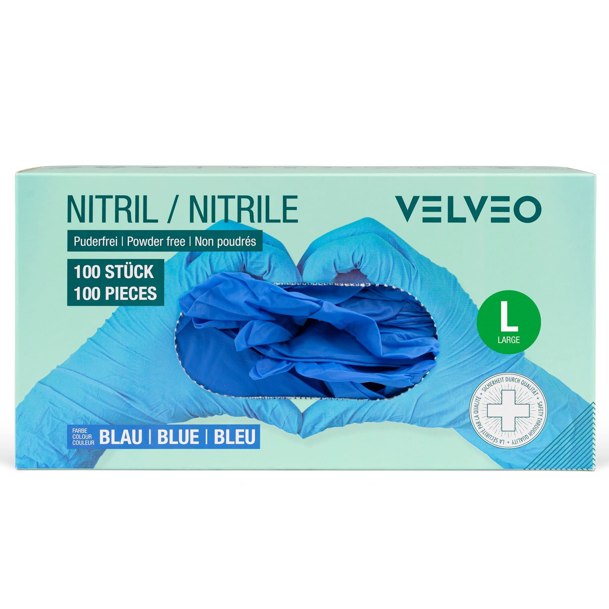 1.000 Stück Nitril Untersuchungshandschuhe blau, Größe wählbar: XS, S, M, L, XL, XXL Einweghandschuhe Einmalhandschuhe 10 Boxen á 100 Stück Größe L