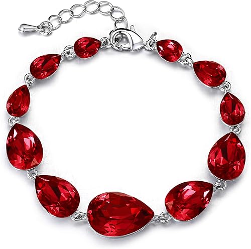 BriLove Pulsera de cristal brillante para mujer, con múltiples lágrimas, para boda, fiesta nupcial, baile de graduación